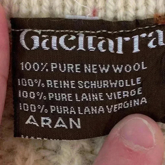 Gaeltarra Pure Wool Aran Knit Vintage Fisherman Sweater - S - Picture 5 of 7